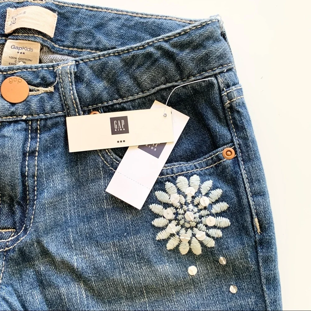 🌸New🌸 GapKids Straight Fit Jeans Size 12 Sequin NWT